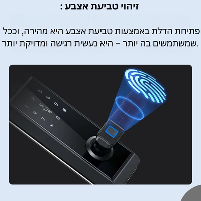 מנעול חכם ביומטרי עם מצלמה ומסך מגע