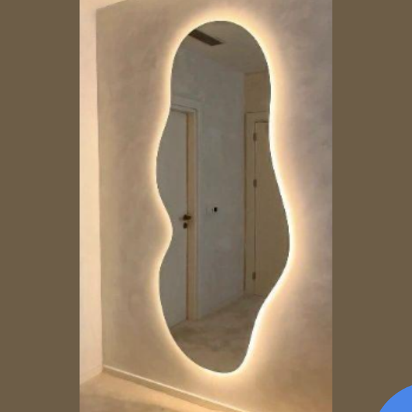 מראת קיר עם תאורת LED היקפית