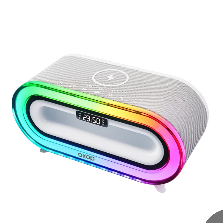 רמקול חכם עם תאורת RGB וטעינה אלחוטית
