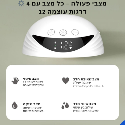 משאבת חלב חשמלית ניידת ונטענת – ללא ידיים