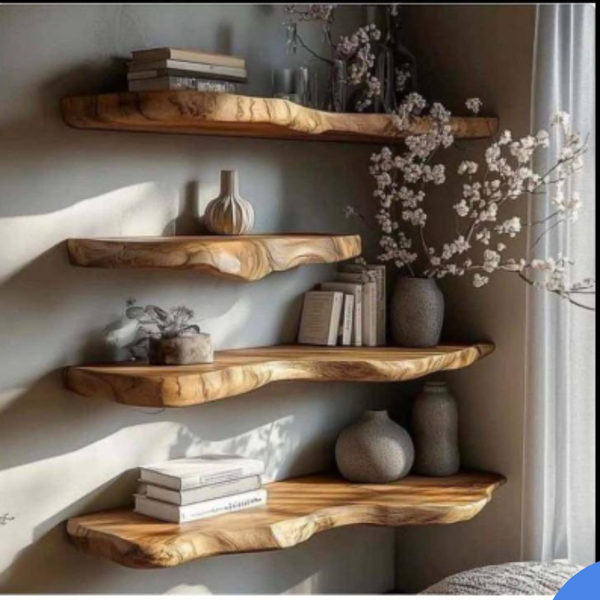 מדפי עץ מלא מעוצבים לתלייה